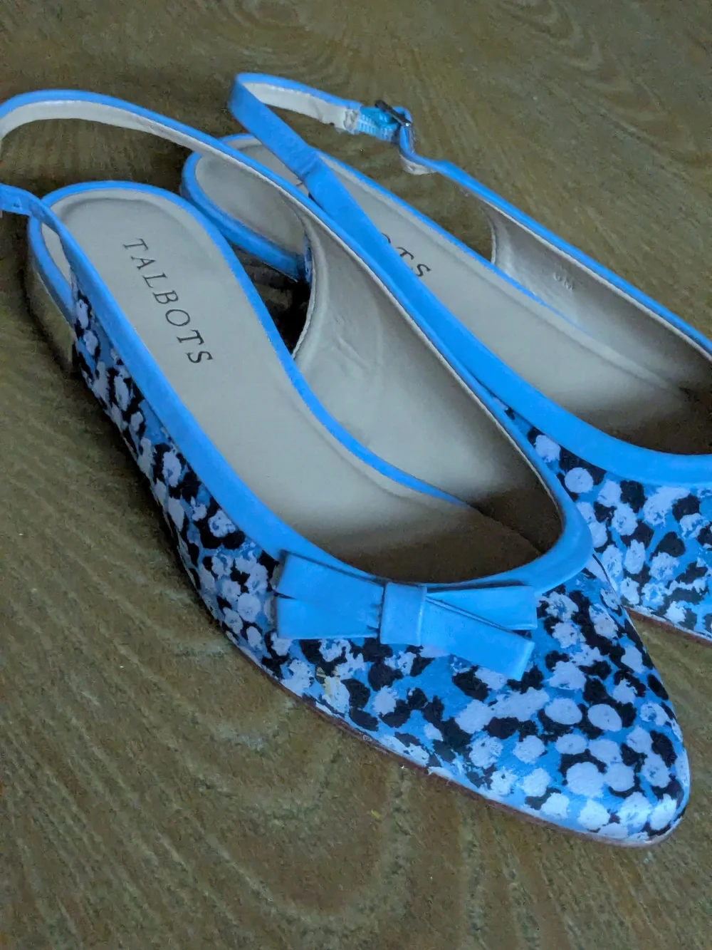 Talbots Blue Patterned Slingback Flats Size 6